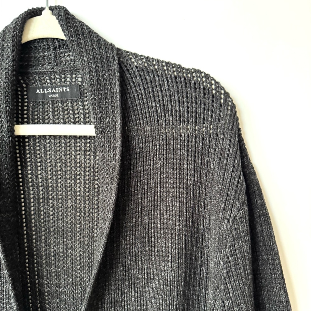 All Saints Oskett Open Cardigan Sweater Charcoal - Picture 4 of 8